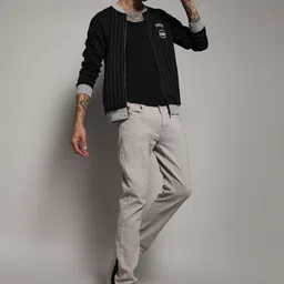 Campus Sutra Navy Blue Striped Windcheater Bomber Jacket image 2