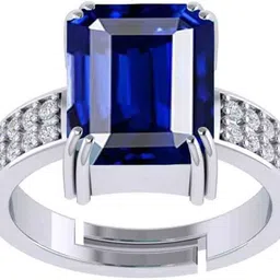 sidhgems 9.25 Ratti 8.00 Crt Original Blue Sapphire Panchdhatu Adjustable Neelam Ring Silver Sapphire Silver Plated Ring image 2