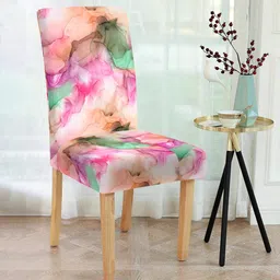 Orange Printed Polyester 15x19 Inches Stretchable Chair Cover by Cortina image 1