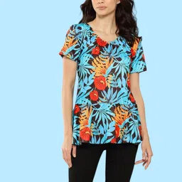 muhuratam Womens Turqouise-Black Colour Floral Print Nylon Swim Suit With Cap Self Design Women Swim-dress Light Blue Swimsuit-picture-26