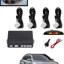 maties 4Pcs White Reverse Parking Sound Warning sensor for car Protection-281 Car Reverse Parking White 4 Sensor With LED Display/Buzzer -281 Parking Sensor-picture-13