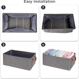 nkl Polyester Wardrobe Clothes Storage Box ,Handles Folding Baskets ,Toys Sweater Blanket_W647 Storage Basket image 3