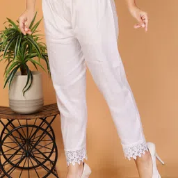 smsgs Women Comfort Fit White Cotton Blend Trousers-picture-22