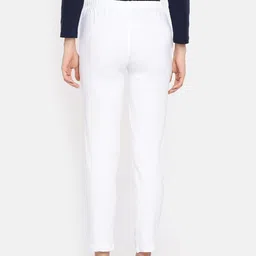 Dollar Missy Women's Cotton Four-Way Stretchable Kurti Pant Women Slim Fit White Cotton Blend Trousers image 3
