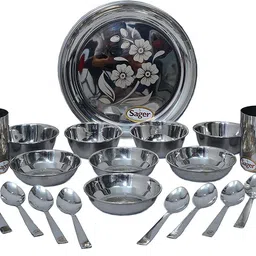 sager Pack of 24 Stainless Steel Platinum Collection - Heavy Gauge, Laser Finish Dinner Set-picture-13