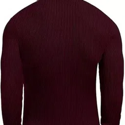 shubam enterprises Men Solid High Neck Red Sweater image 2