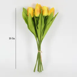 arick decor Tulip Yellow Plastic Artificial Plant image 2