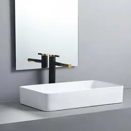 nerobi BIG SIZE DESIGNER PREMIUM TABLE TOP COUNTER TOP WASH BASIN 24X14x5 Slatewhite Table Top Basin image 4