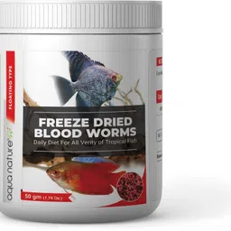 aquanature Freeze Dried Blood Worms Diet for All Variety of Tropical Fish (Floating Type) 0.05 kg Dry Adult, New Born, Senior, Young Fish Food-picture-37