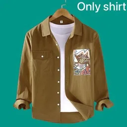 Men Regular Fit Embroidered Curved Collar Casual Shirt-image-1