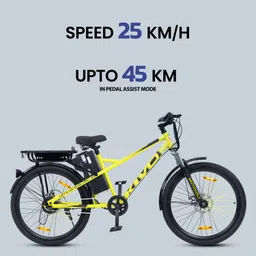 motovolt KIVO Lite Neon Electric Bicycle with Extended Carrier 26 inches Single Speed Lithium-ion (Li-ion) Electric Cycle image 2
