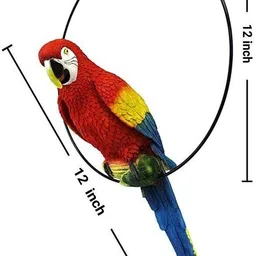 tied ribbons Hand Painted & Handmade Decorative Hanging Parrot Decorative Showpiece-30.5 cm image 5