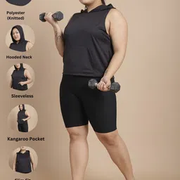 rigo Women Solid Hooded Neck Polyester Black T-Shirt image 2