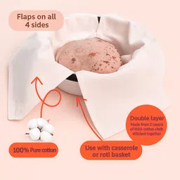 optica weaves Cotton Double Layer Roti Clothes Wrap with Flaps, Cotton Cloth for Chapati Solid Roti Square Flap Cover image 3