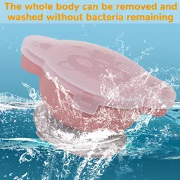 patpat Baby Silicone Suction Divided Plate with Cover, Fork, Spoons and Straws- Suction Cup Bowl, Set- Self Feeding for Toddler -Training Dinnerware 4-Piece Set - BPA Free- plastic image 3