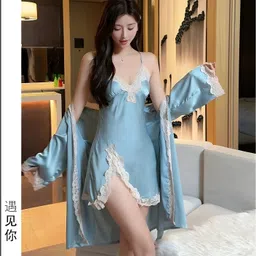 ramyapooja Pack of 2 Women Nighty with Robe-picture-23