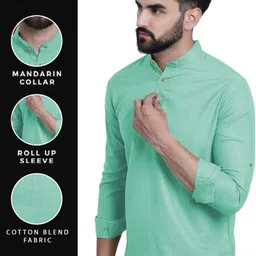 edin Pack of 2 Men Solid Pure Cotton Straight Kurta image 3