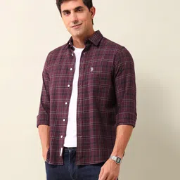 u.s. polo assn. Men Slim Fit Checkered Spread Collar Casual Shirt-picture-21