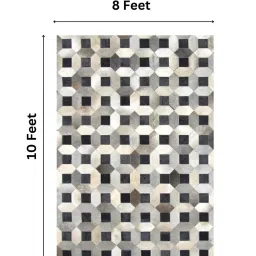 dazzhome Black Hair On Leather Checkered Hand Woven 8ftX10ft Carpet image 3