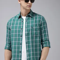 u.s. polo assn. Men Regular Fit Checkered Cut Away Collar Casual Shirt-picture-18