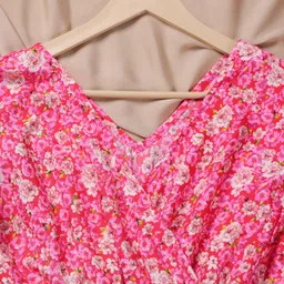 zwerlon Women A-line Pink Midi/Calf Length Dress image 2