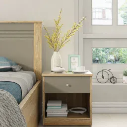 spacewood Nester Bed Side Table In Sebastian Oak & Melamine Finish image 1