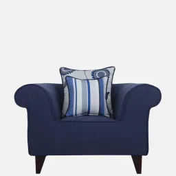 casacraft from pepperfry Cielo Fabric 1 Seater Sofa In Navy Blue Colour image 5