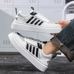 Yugal Trendy white chunky sneakers for men Sneakers For Men image 4