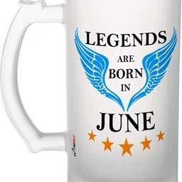 firsebuy Frosted Glass Beer Mug for Men, Legends are Born in June Funny Printed Beer Mug for Dad, Brother, Son, Boyfriend, Husband, Friends Glass Beer Mug-picture-18