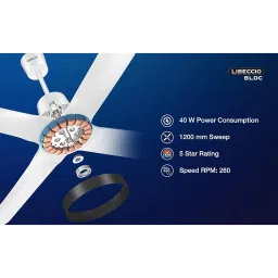 HAVELLS Libeccio 5 Star 1200mm 4 Blade BLDC Motor Ceiling Fan with Remote (Inverter Technology, Pearl White) image 5