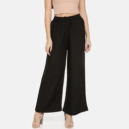 fashio GIRLYZ Attire Fashionable Trendy Stylish Sarina Fabric Ankle Length Palazzo Free Size (Black) |Fit type: Regular Fit image 4