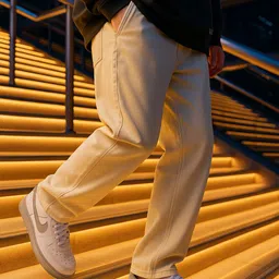 glossy Men Straight Fit Mid Rise White Jeans image 4