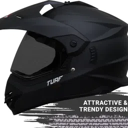 steelbird Off Road TURF Motocross Helmet in Matt Midnight Black with Extra Clear Visor Motorbike Helmet image 3