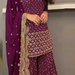 styleflora Semi Stitched Georgette Kurta & Sharara Fabric Embroidered-picture-26