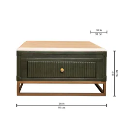 three sixty Leather Centre Table in Olive Green Colour image 2