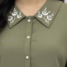 winered Casual Regular Sleeves Solid Women Green Top image 4