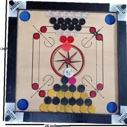 ishu sports CARROM BOARD WITH 2 PAIR OF COINS, STRIKER & POWDER (1 OF WOOD AND 1 OF CRYSTAL) 66.04 cm Carrom Board-picture-37