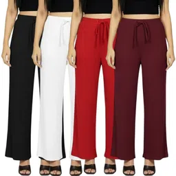 ak shamshahid garment Pack of 4 Women Relaxed Multicolor Cotton Blend Trousers image 1