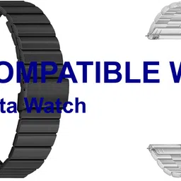 ACM WSM20H22BKSL1915 Pack of 2 Watch Strap Adjustable Steel 22mm for Boat Delta Watch Smartwatch (Black/Silver) Smart Watch Strap image 1