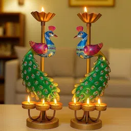 craftowl Metal Peacock Tealight Candle Holder for Home Decor & Festive Gifting Iron Tealight Holder Set-picture-21