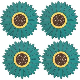 besillia Silicone Mat for Hot & Cold Pot - Cute Sunflower Shaped Table mat Waterproof, Protect Your Furniture from Damage,Green Trivet-picture-16