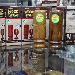 wild bhalu Vijaysar Herbal Tumbler Sugar Control Glass (90 ml, Wood, Brown) Glass Water/Juice Glass image 5