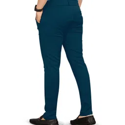 jay vachhraj Men Slim Fit Dark Blue Lycra Blend Trousers image 2
