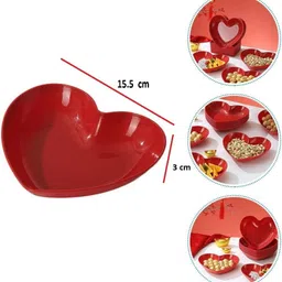 nathgra Heart Shape Dessert|Appetizer|Salad|Snack Plastic Plates-Party,Serving,Dinner Quarter Plate image 3