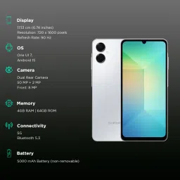 SAMSUNG Galaxy A06 5G (4GB RAM, 64GB, Light Gray) image 3