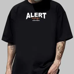 macknit Men Printed Round Neck Cotton Blend Black T-Shirt image 3