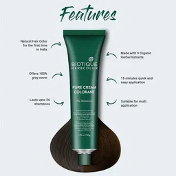 biotique Herbcolor Conditioning Hair Color, 50g + 110ml - Brown 4N (Pack of 1) , Brown image 2