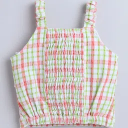 The Magic Wand Girls Checked Shoulder Straps Top with Skirt image 4