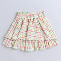 The Magic Wand Girls Checked Shoulder Straps Top with Skirt image 3