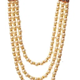 geetanjali crafts Handmade Pearl Stone & Studded AD(American Diamond) Necklace Jewellery For Men/Groom For Wedding(Dhula Mala/Kantha Haar) Or Special Occasions 7888-7802 image 2